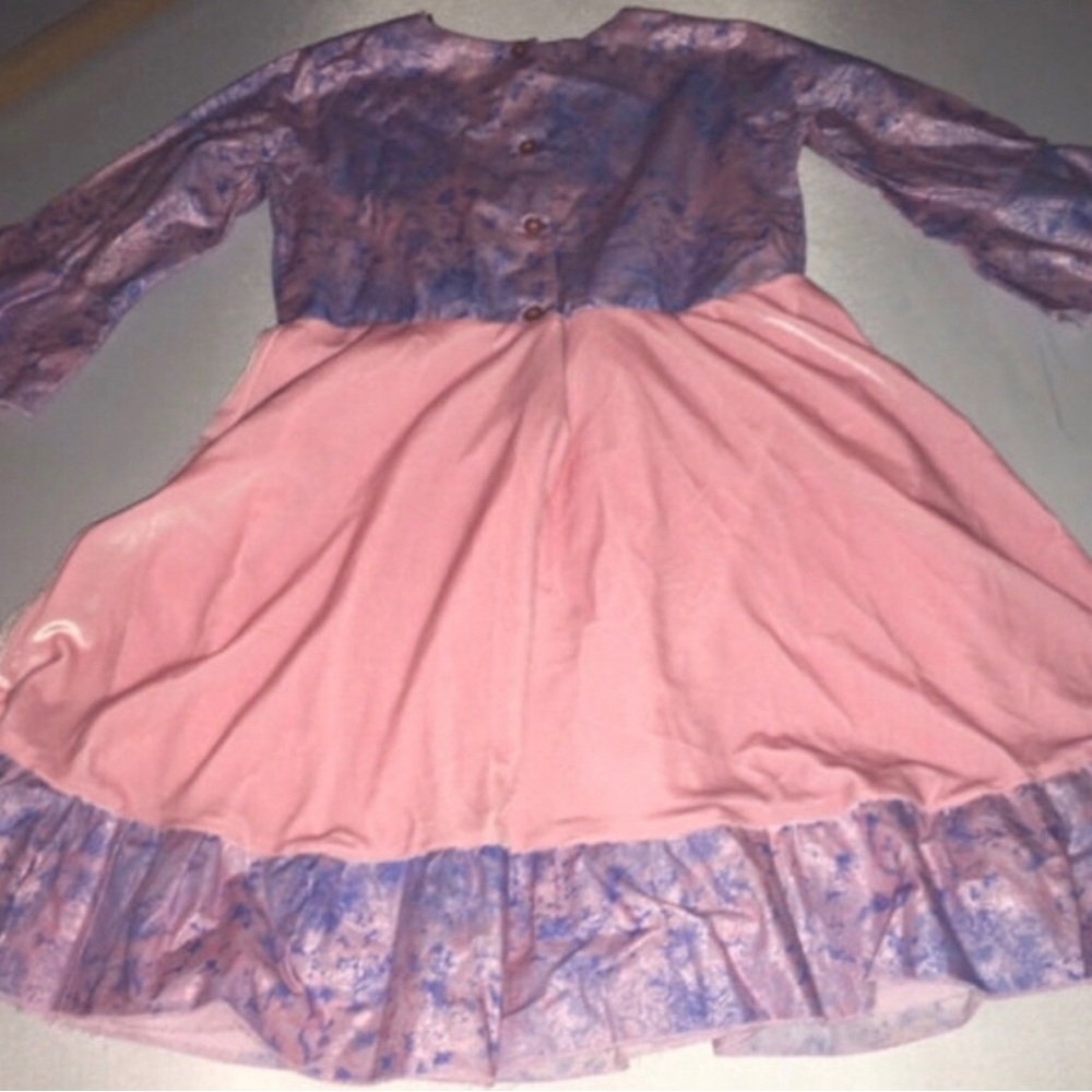 Girls Pink and Purple Long Sleeve Dress Size 7